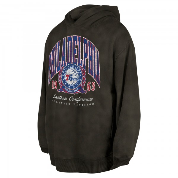 Unisex Philadelphia 76ers New Era Charcoal Oversized Essentials Pigment Wash Fleece Pullover Hoodie