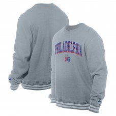 Philadelphia 76ers New Era Gray Chenille Cross Over Pullover Sweatshirt