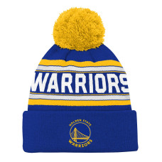 Детская шапка с помпоном Golden State Warriors Royal Backboard Jacquard Cuffed