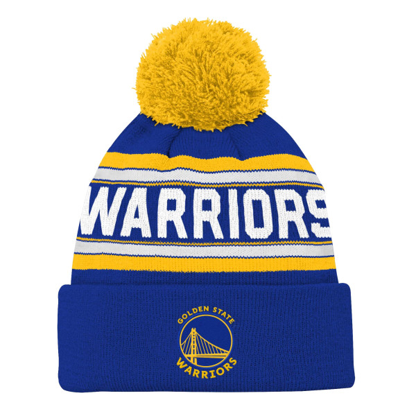Детская шапка с помпоном Golden State Warriors Royal Backboard Jacquard Cuffed