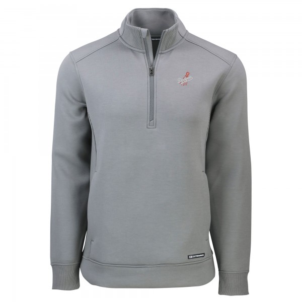 Los Angeles Dodgers Cutter & Buck Gray Cooperstown Collection Roam Eco Recycled Quarter-Zip Pullover