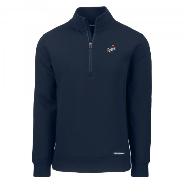 Los Angeles Dodgers Cutter & Buck Navy Cooperstown Collection Roam Eco Recycled Quarter-Zip Pullover