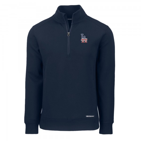 Los Angeles Dodgers Cutter & Buck Navy Americana Roam Eco Recycled Quarter-Zip Sweatshirt