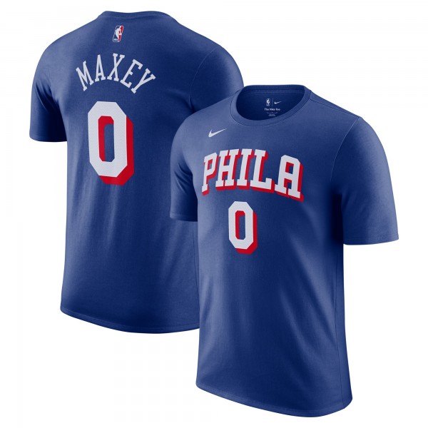 Philadelphia 76ers Tyrese Maxey Nike Royal Icon Edition Name & Number T-Shirt