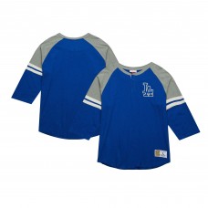 Los Angeles Dodgers Mitchell & Ness Royal Cooperstown Collection Legendary Raglan Slub Henley 3/4-Sleeve T-Shirt