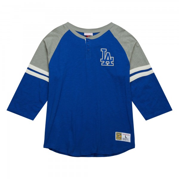 Los Angeles Dodgers Mitchell & Ness Royal Cooperstown Collection Legendary Raglan Slub Henley 3/4-Sleeve T-Shirt