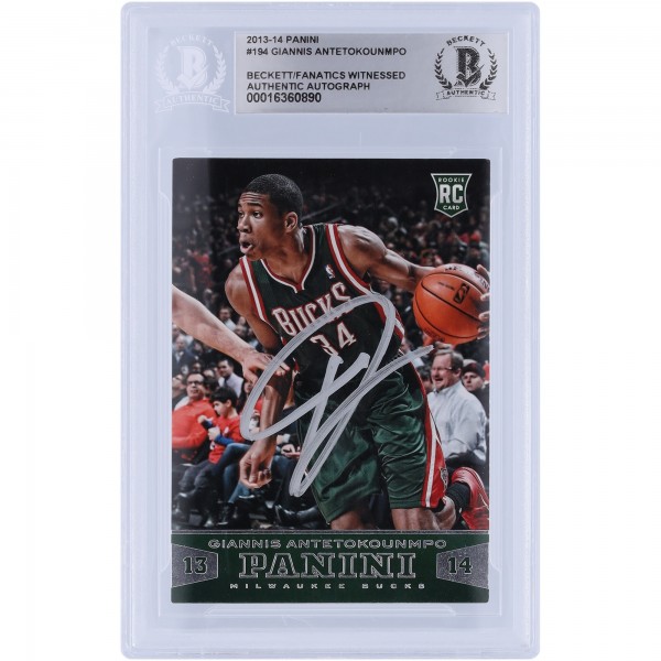 Giannis Antetokounmpo Milwaukee Bucks Autographed 2013-14 Panini Silver Ink #194 Beckett Fanatics Witnessed Authenticated Rookie Card