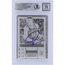Giannis Antetokounmpo Milwaukee Bucks Autographed 2017-18 Panini Contenders Optic Draft Picks Black Printing Plate #18 #1/1 Beckett Fanatics Witnessed Authenticated 10 Card