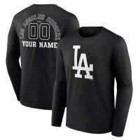 Именная футболка с длинным рукавом Los Angeles Dodgers Black Monochrome