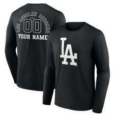 Los Angeles Dodgers Black Monochrome Personalized Name & Number Long Sleeve T-Shirt