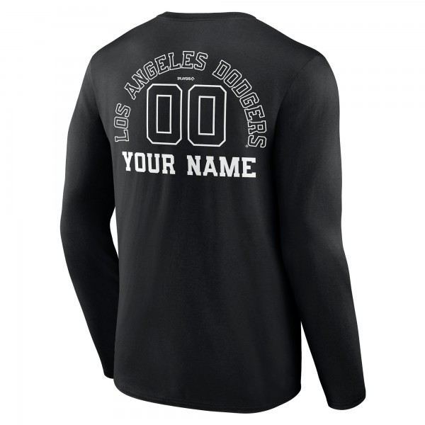 Los Angeles Dodgers Black Monochrome Personalized Name & Number Long Sleeve T-Shirt