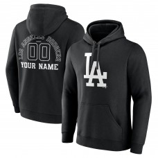 Los Angeles Dodgers Black Monochrome Personalized Name & Number Pullover Hoodie
