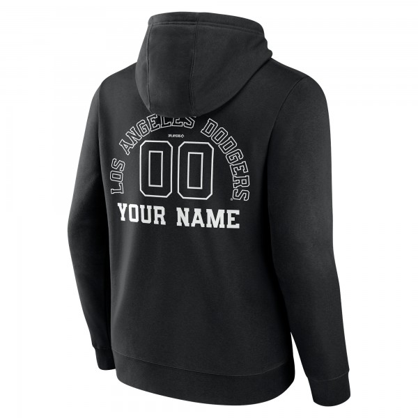 Los Angeles Dodgers Black Monochrome Personalized Name & Number Pullover Hoodie