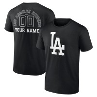 Los Angeles Dodgers Black Monochrome Personalized Name & Number T-Shirt