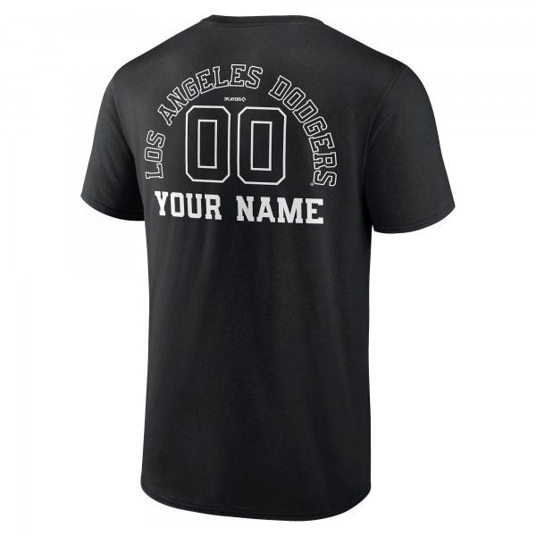 Los Angeles Dodgers Black Monochrome Personalized Name & Number T-Shirt