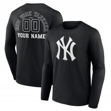 New York Yankees Black Monochrome Personalized Name & Number Long Sleeve T-Shirt