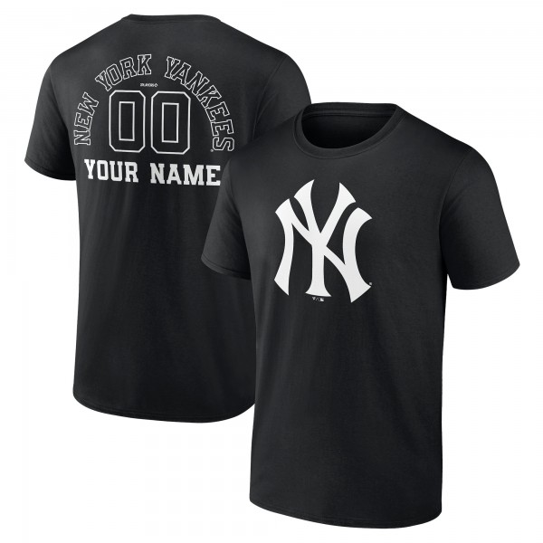 New York Yankees Black Monochrome Personalized Name & Number T-Shirt