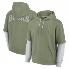Milwaukee Bucks Fanatics Olive Elements Sleek Pullover Hoodie