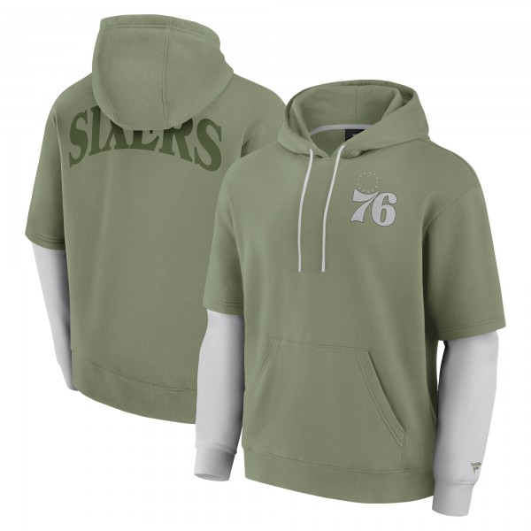 Philadelphia 76ers Fanatics Olive Elements Sleek Pullover Hoodie