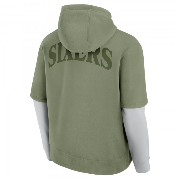 Philadelphia 76ers Fanatics Olive Elements Sleek Pullover Hoodie