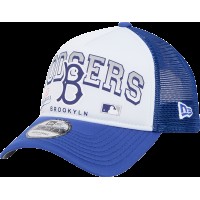 Бейсболка Los Angeles Dodgers New Era White Retro Wordmark 9FORTY A-Frame Trucker