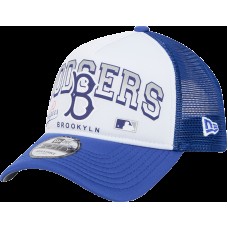 Бейсболка Los Angeles Dodgers New Era White Retro Wordmark 9FORTY A-Frame Trucker