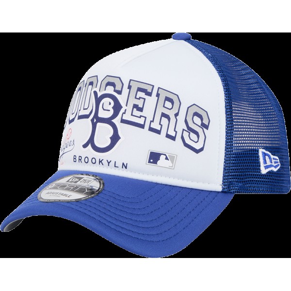 Бейсболка Los Angeles Dodgers New Era White Retro Wordmark 9FORTY A-Frame Trucker