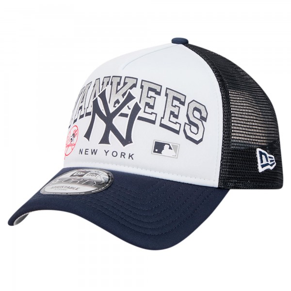 Бейсболка New York Yankees New Era White Retro Wordmark 9FORTY A-Frame Trucker