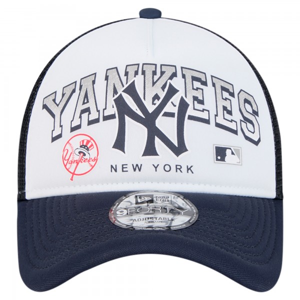 Бейсболка New York Yankees New Era White Retro Wordmark 9FORTY A-Frame Trucker