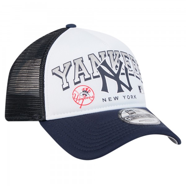 Бейсболка New York Yankees New Era White Retro Wordmark 9FORTY A-Frame Trucker