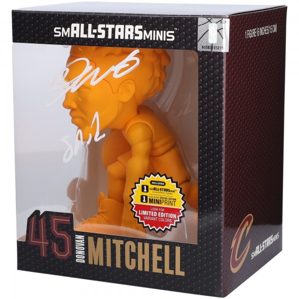 Donovan Mitchell Cleveland Cavaliers Autographed Fanatics Authentic smALL-STARS Minis Rare Yellow Chase Variant 6 Vinyl Figurine with Spida Inscription
