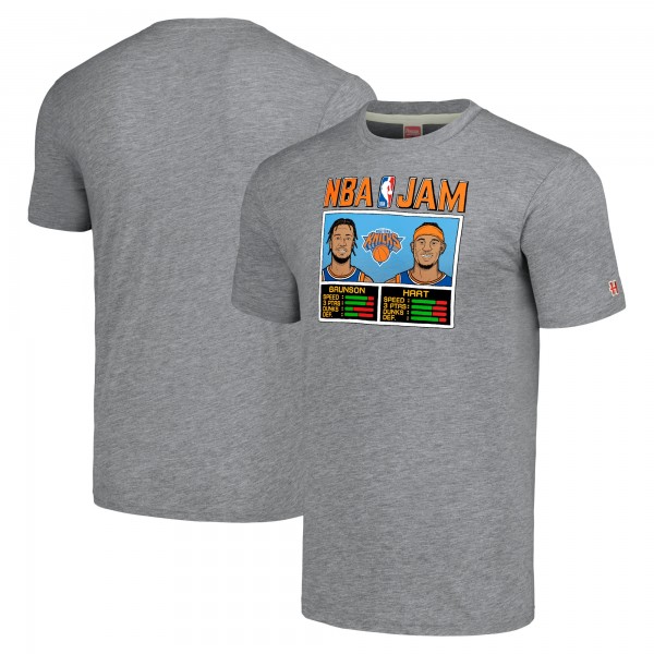 Unisex New York Knicks Jalen Brunson & Josh Hart Homage Gray NBA Jam Tri-Blend T-Shirt