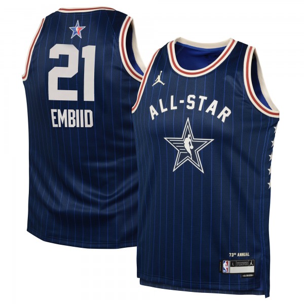 Игровая джерси Подростковая Joel Embiid Jordan Brand Navy 2024 NBA All-Star Game Swingman