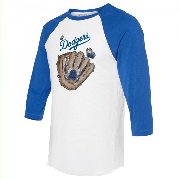 Unisex Los Angeles Dodgers Tiny Turnip White/Royal Butterfly Glove 3/4-Sleeve Raglan T-Shirt