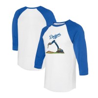 Футболка Unisex Los Angeles Dodgers Tiny Turnip White/Royal Excavator 3/4-Sleeve Raglan