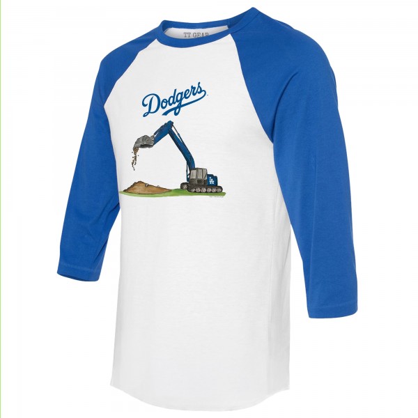 Unisex Los Angeles Dodgers Tiny Turnip White/Royal Excavator 3/4-Sleeve Raglan T-Shirt
