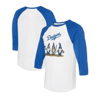 Unisex Los Angeles Dodgers Tiny Turnip White/Royal Gnomes 3/4-Sleeve Raglan T-Shirt