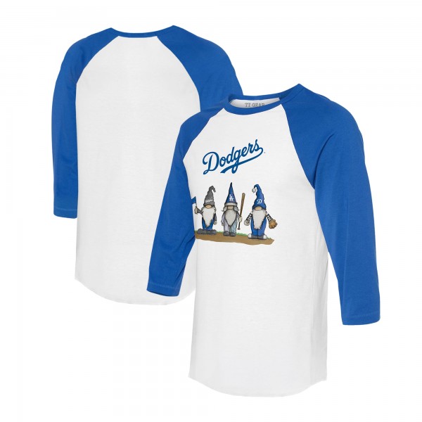 Unisex Los Angeles Dodgers Tiny Turnip White/Royal Gnomes 3/4-Sleeve Raglan T-Shirt