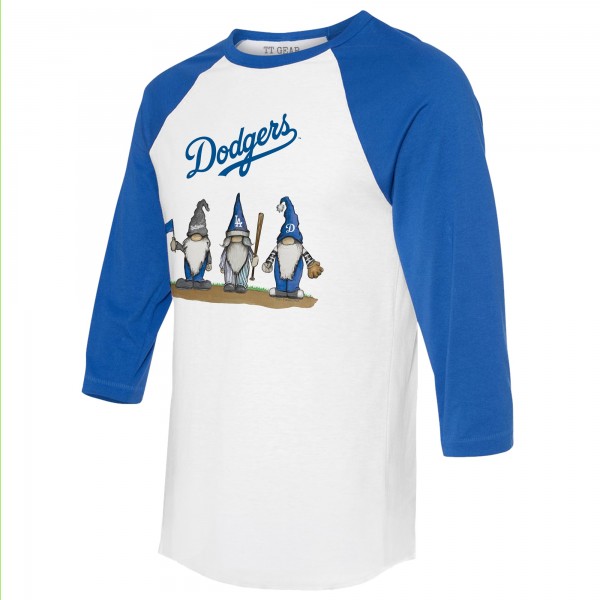 Unisex Los Angeles Dodgers Tiny Turnip White/Royal Gnomes 3/4-Sleeve Raglan T-Shirt