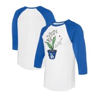 Unisex Los Angeles Dodgers Tiny Turnip White/Royal Lilies & Ladybugs 3/4-Sleeve Raglan T-Shirt