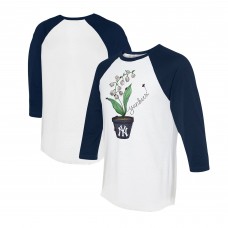 Unisex New York Yankees Tiny Turnip White/Navy Lilies & Ladybugs 3/4-Sleeve Raglan T-Shirt