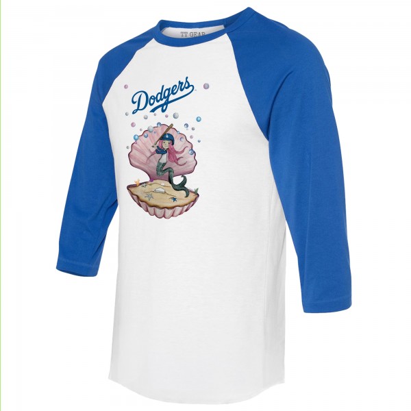 Unisex Los Angeles Dodgers Tiny Turnip White/Royal Mermaid 3/4-Sleeve Raglan T-Shirt