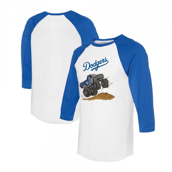 Unisex Los Angeles Dodgers Tiny Turnip White/Royal Monster Truck 3/4-Sleeve Raglan T-Shirt