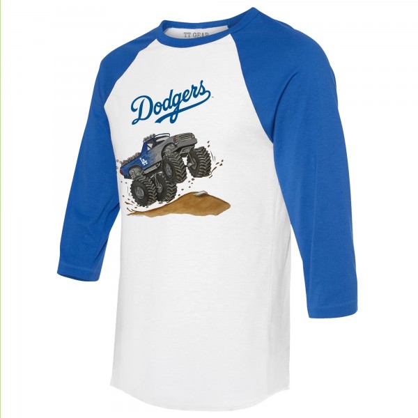 Unisex Los Angeles Dodgers Tiny Turnip White/Royal Monster Truck 3/4-Sleeve Raglan T-Shirt