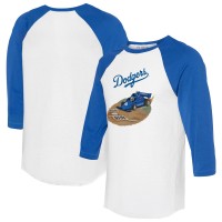 Unisex Los Angeles Dodgers Tiny Turnip White/Royal Race Car 3/4-Sleeve Raglan T-Shirt