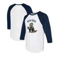 Unisex New York Yankees Tiny Turnip White/Navy Triceratops 3/4-Sleeve Raglan T-Shirt