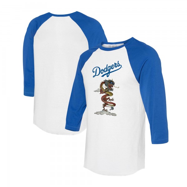 Unisex Los Angeles Dodgers Tiny Turnip White/Royal 2024 Year of the Dragon 3/4-Sleeve Raglan T-Shirt