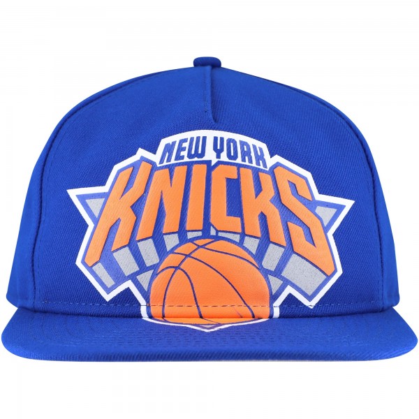 New York Knicks New Era Blue Oversized Puff Print Logo Golfer Snapback Hat