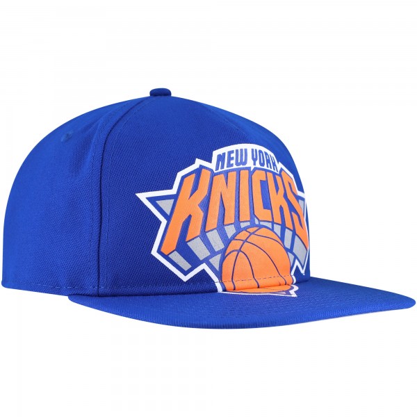 New York Knicks New Era Blue Oversized Puff Print Logo Golfer Snapback Hat