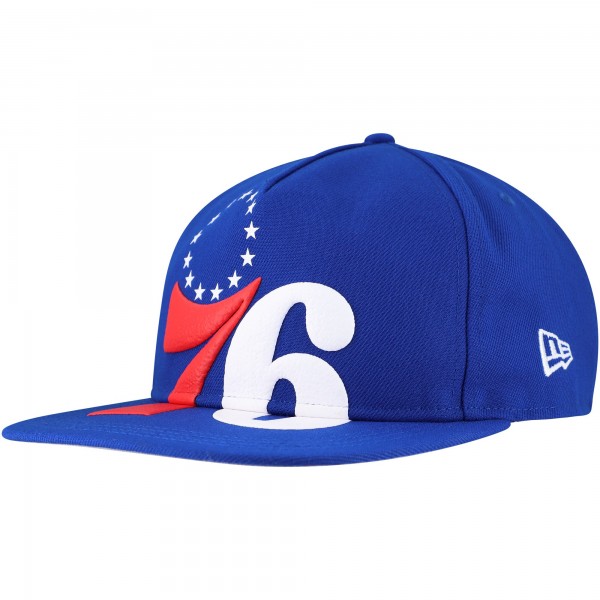 Philadelphia 76ers New Era Royal Oversized Puff Print Logo Golfer Snapback Hat